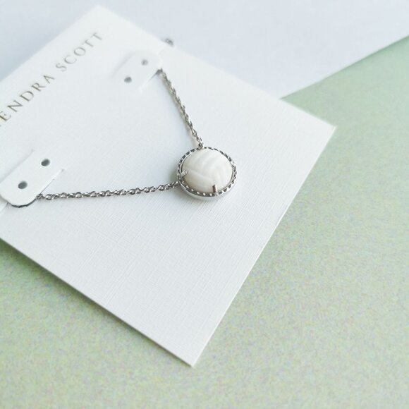 Kendra Scott Volleyball White Mother-of-Pearl Necklace - Silver - Picture 2 of 3